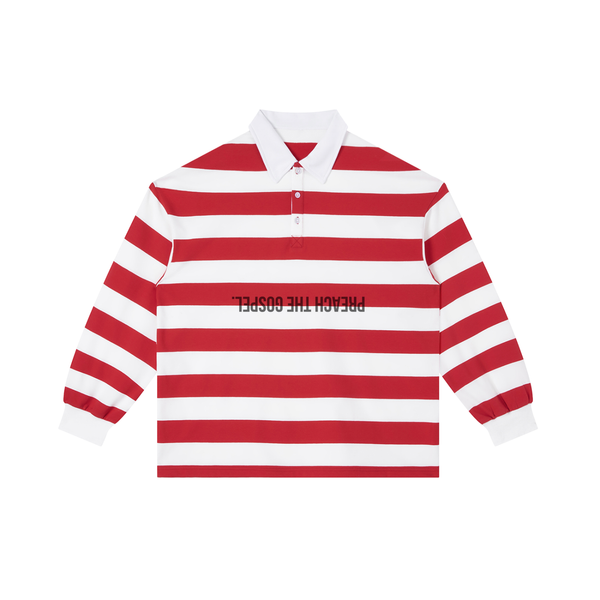 WOLVES RED RUGBY // Striped Heavy Rugby Polo