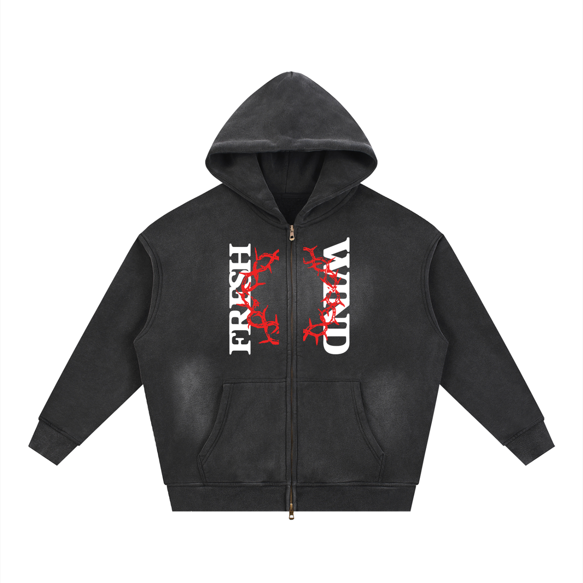 FRESH WIND // Sunfade Two-way Zipper Boxy Fleece Hoodie