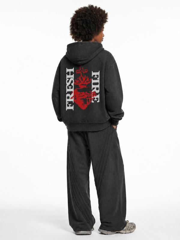 FRESH WIND // Sunfade Two-way Zipper Boxy Fleece Hoodie