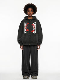 FRESH WIND // Sunfade Two-way Zipper Boxy Fleece Hoodie